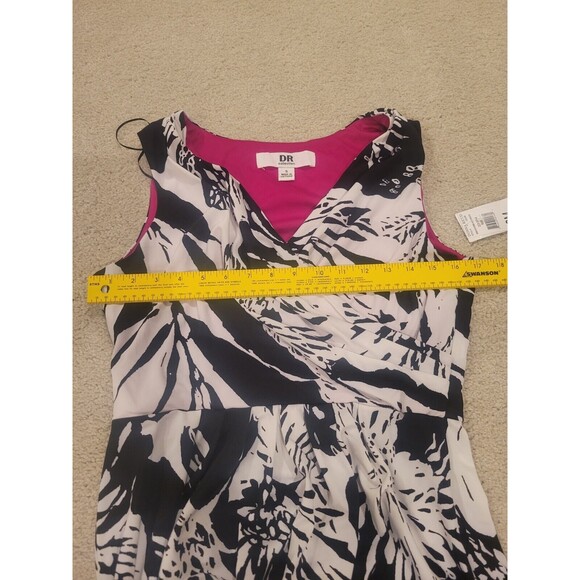 NWT Donna Ricco Women’s Long Sleeveless Maxi Dress Black White Faux Wrap Small - Picture 3 of 9